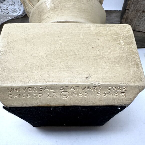 1960 Universal Statuary Corp Mid-Century Asia Man Chalkware Bust - Picture 6 of 9